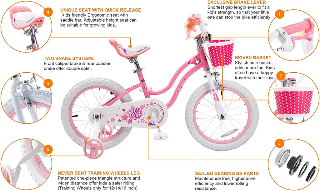 Blue 14 In Kids Bike with Basket and Training Wheels W848718