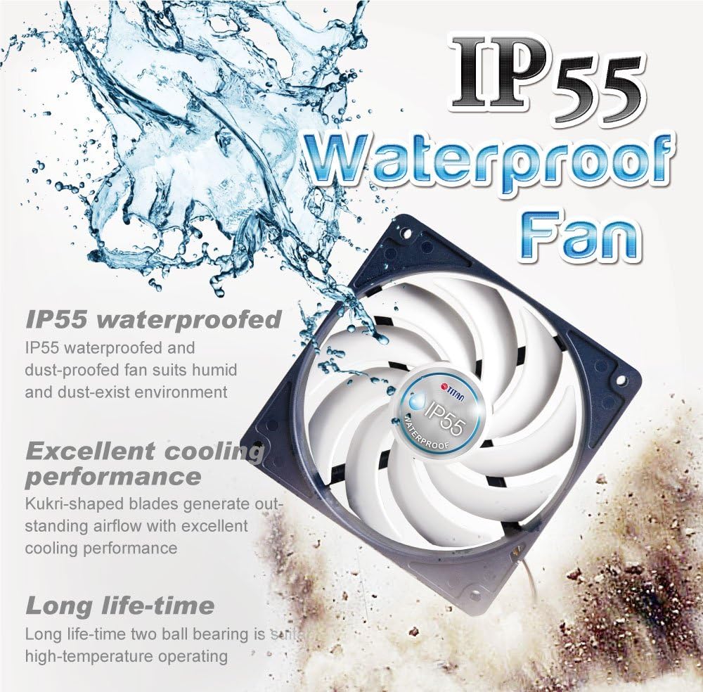 12V DC IP55 Waterproof Dustproof Cooling Fan 140mm 2 Pack E525