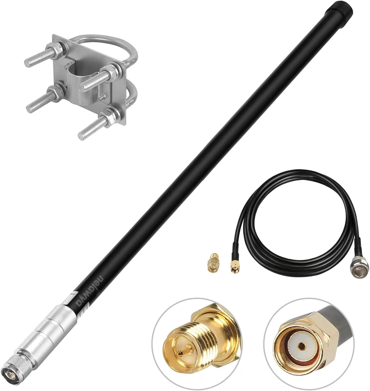 8dBi LoRa Antenna 915Mhz Omni-Directional with 10ft LMR200 Cable White 110cm E28994