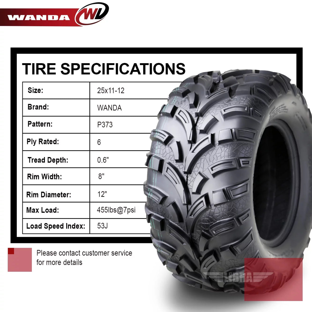 WANDA ATV Tire 25x11-12 6PR O168288