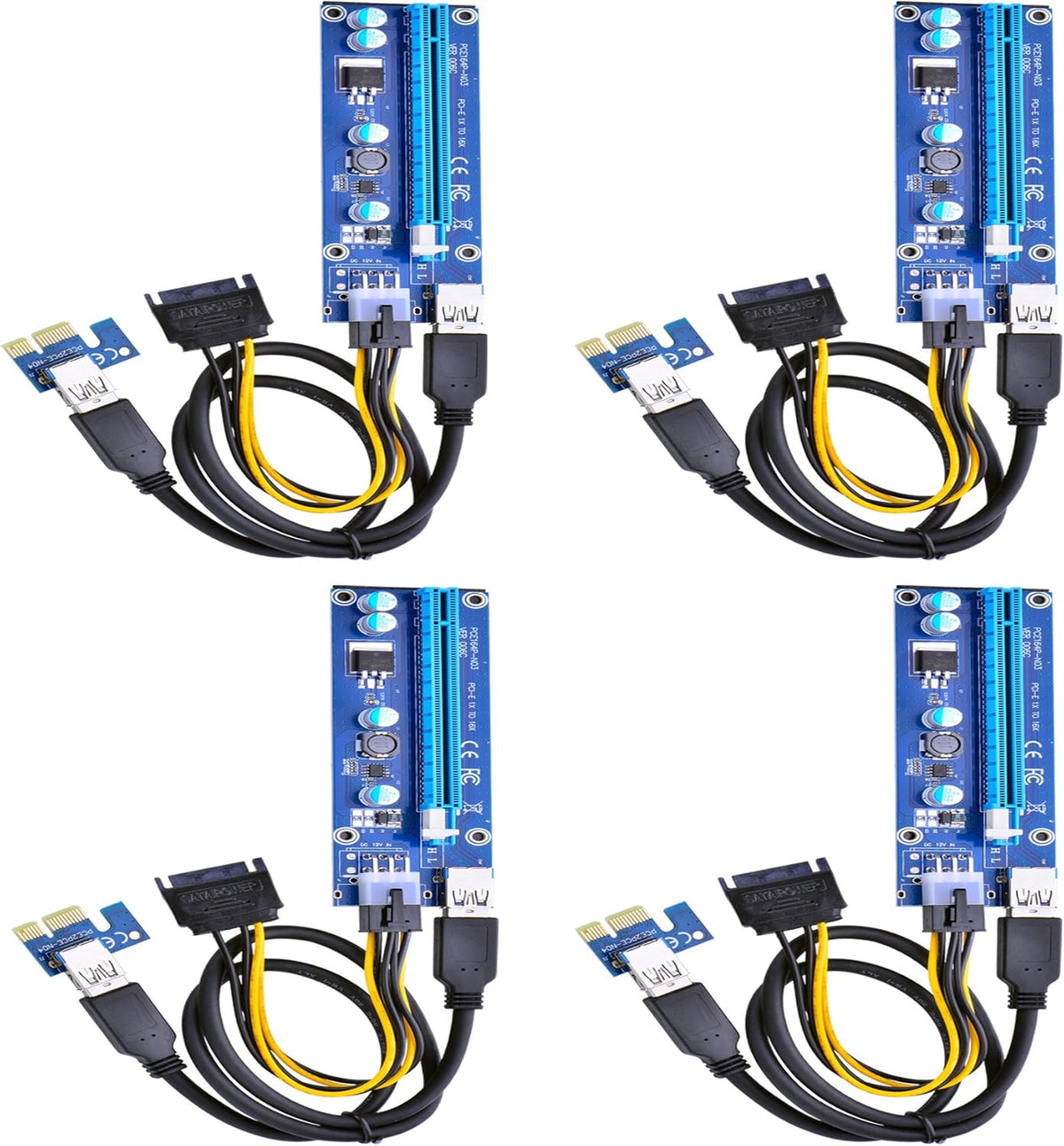 PCI Express 16x to 1x Powered Riser Adapter Card with USB 3.0 Extension Cable and SATA Power Cable 2 Pack G84130