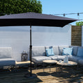 6.5' x 10' Rectangular Beige Patio Umbrella J7604