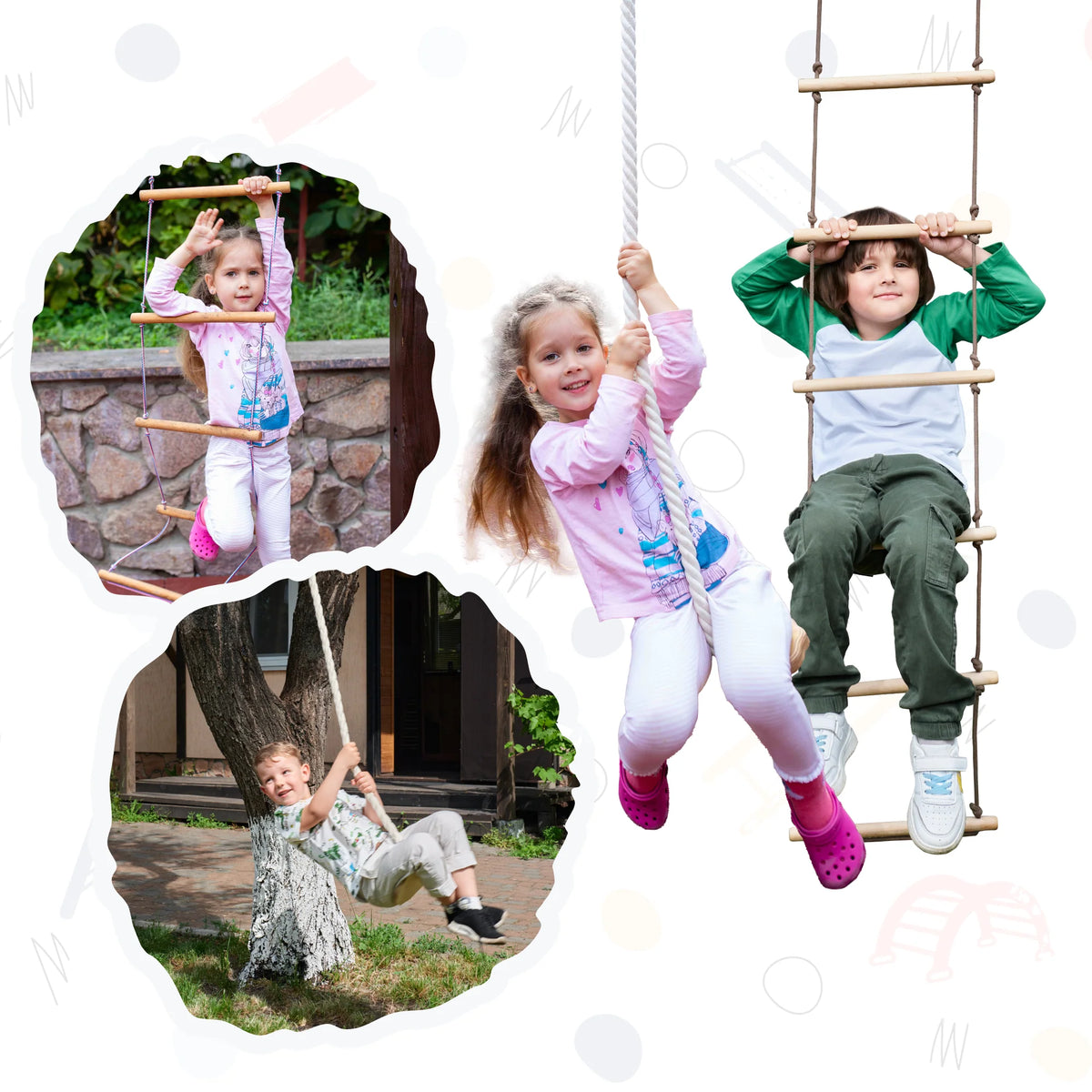 2-in-1 Rope Swing and Ladder Set for Kids F781640