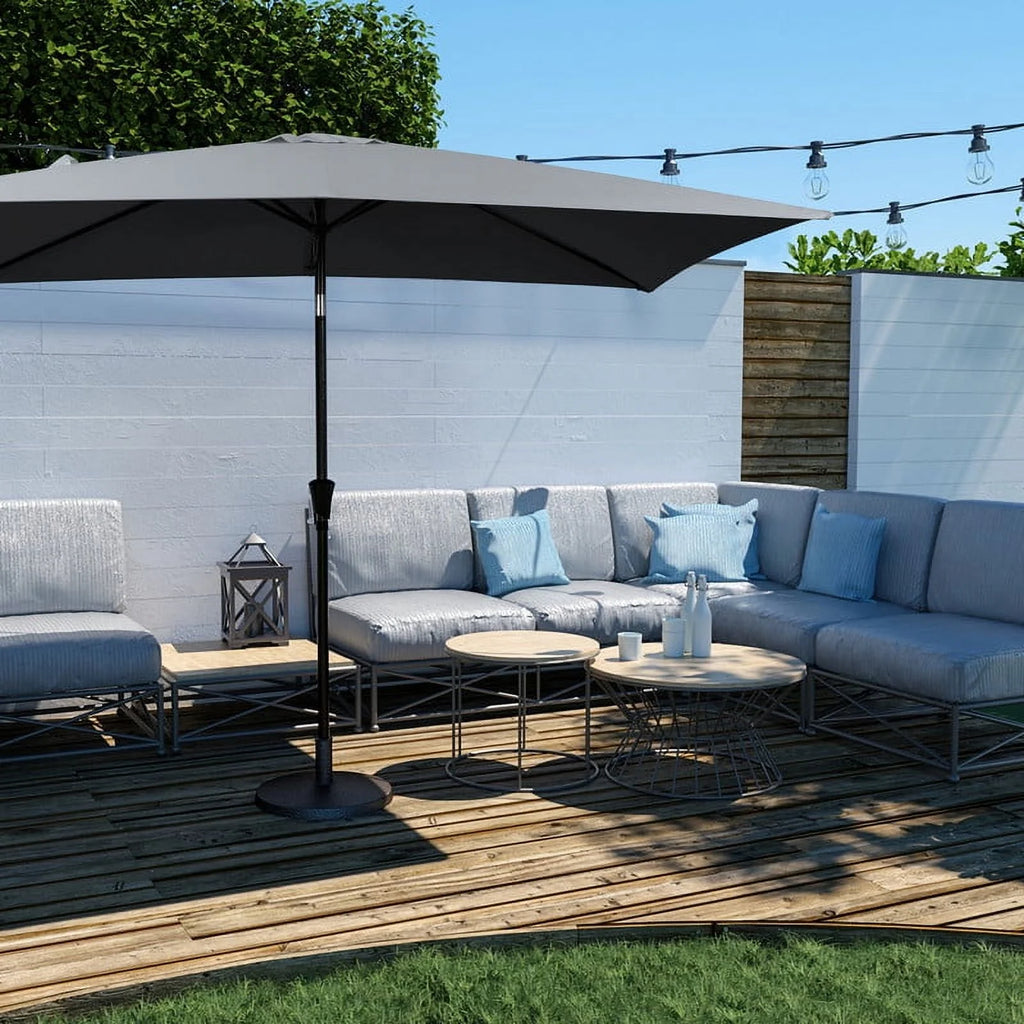 6.5' x 10' Rectangular Beige Patio Umbrella J7604