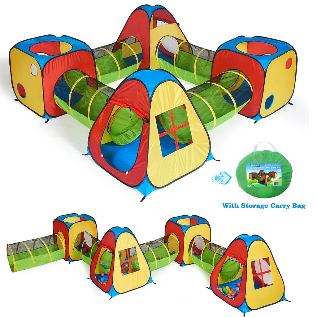 8 in 1 Pop Up Children Play Tent House with 4 Tunnel J30695