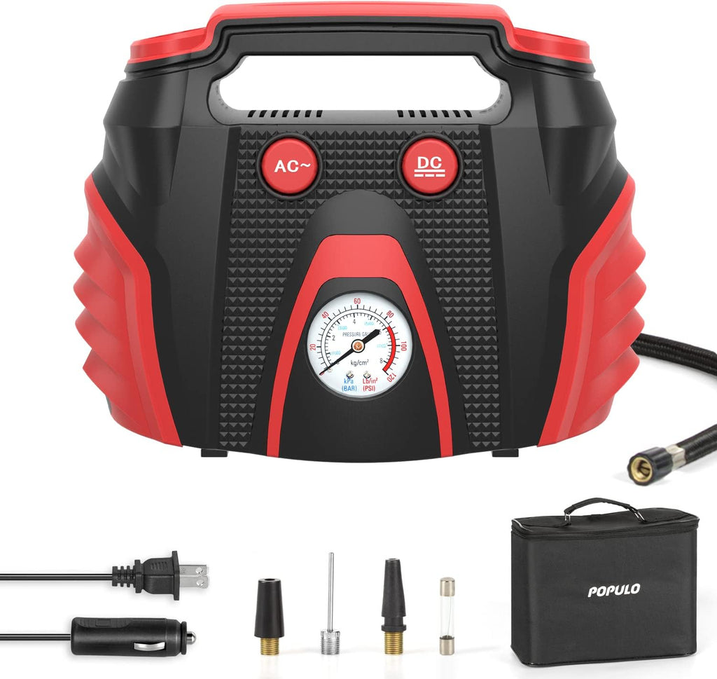 Portable AC/DC Tire Inflator Air Compressor with Pressure Gauge H253