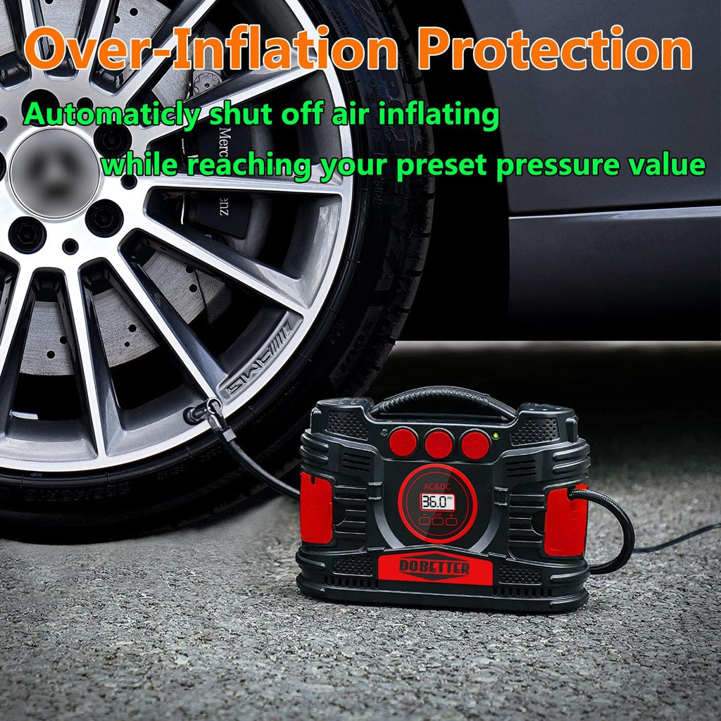Portable Air Compressor Pump 12V DC 110V AC Tire Inflator U75882