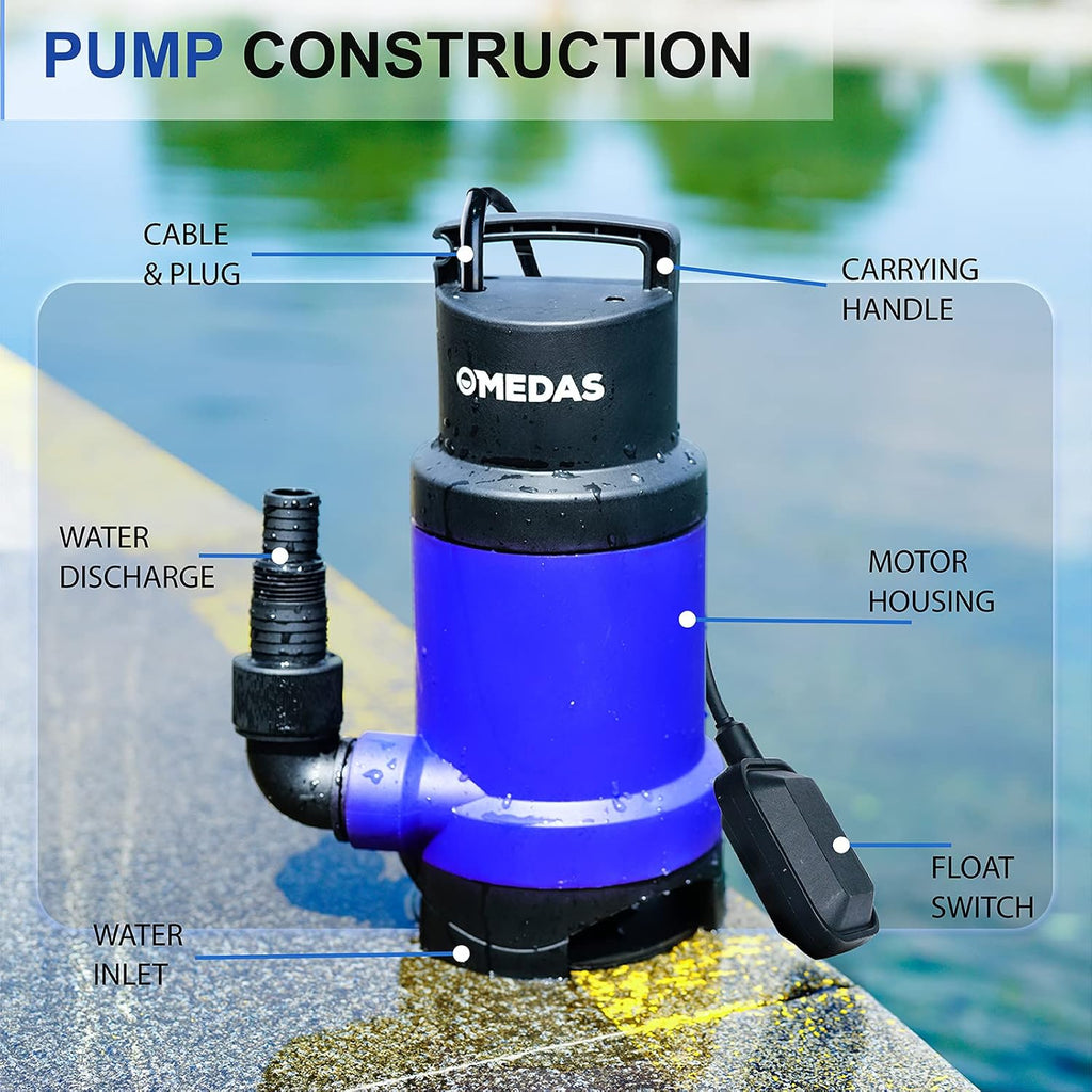 Electric 3 in 1 Submersible Pump 3/4HP 500W 3302GPH with Float Switch C778