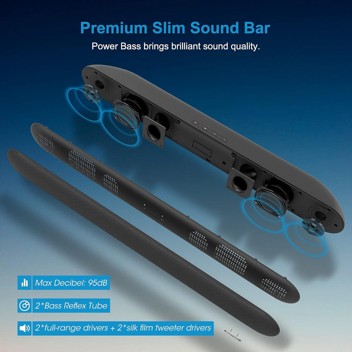 Wired and Wireless Bluetooth Sound Bar T6237