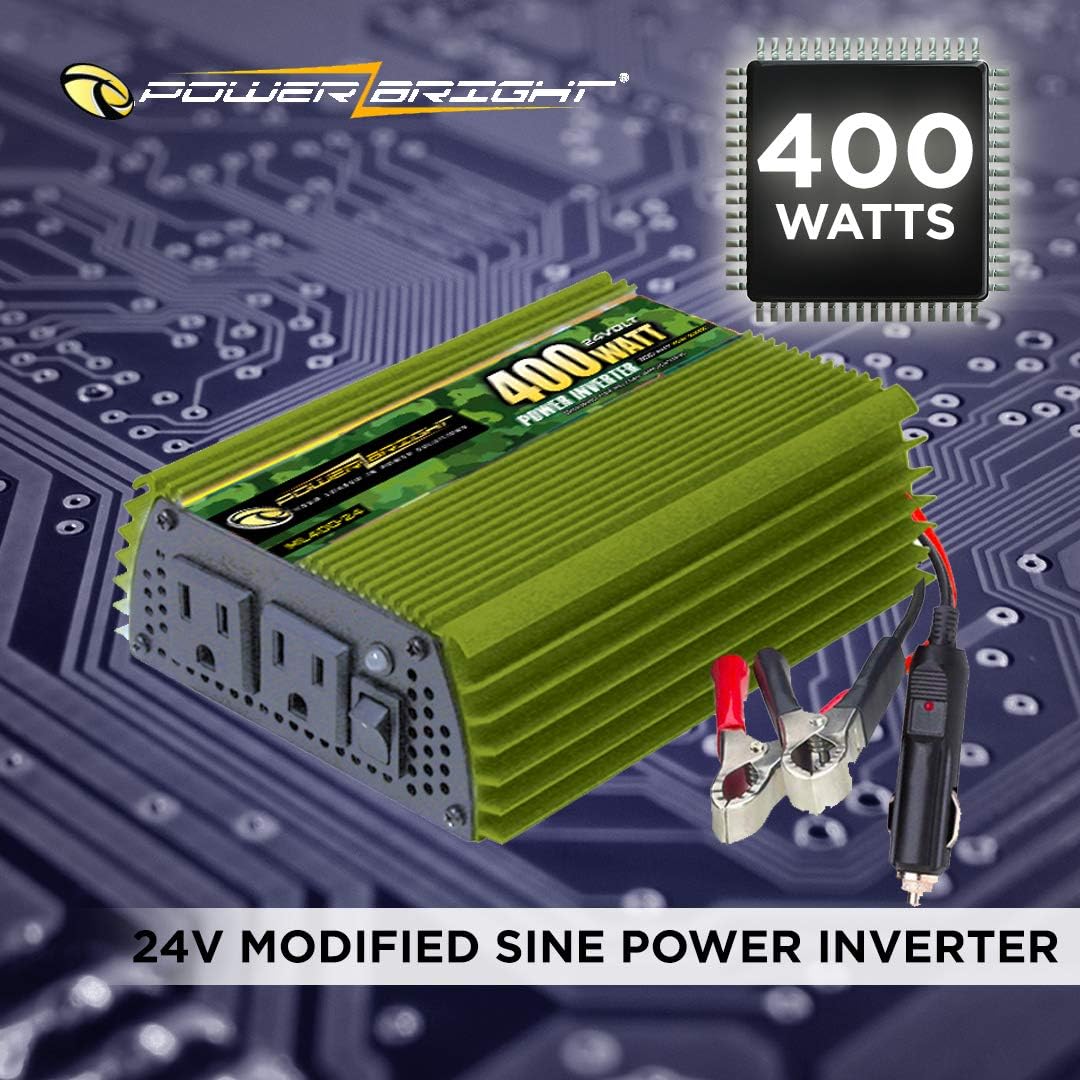 400 Watt 24V Modified Sine Wave Power Inverter with Dual 110V AC Outlets Z39228