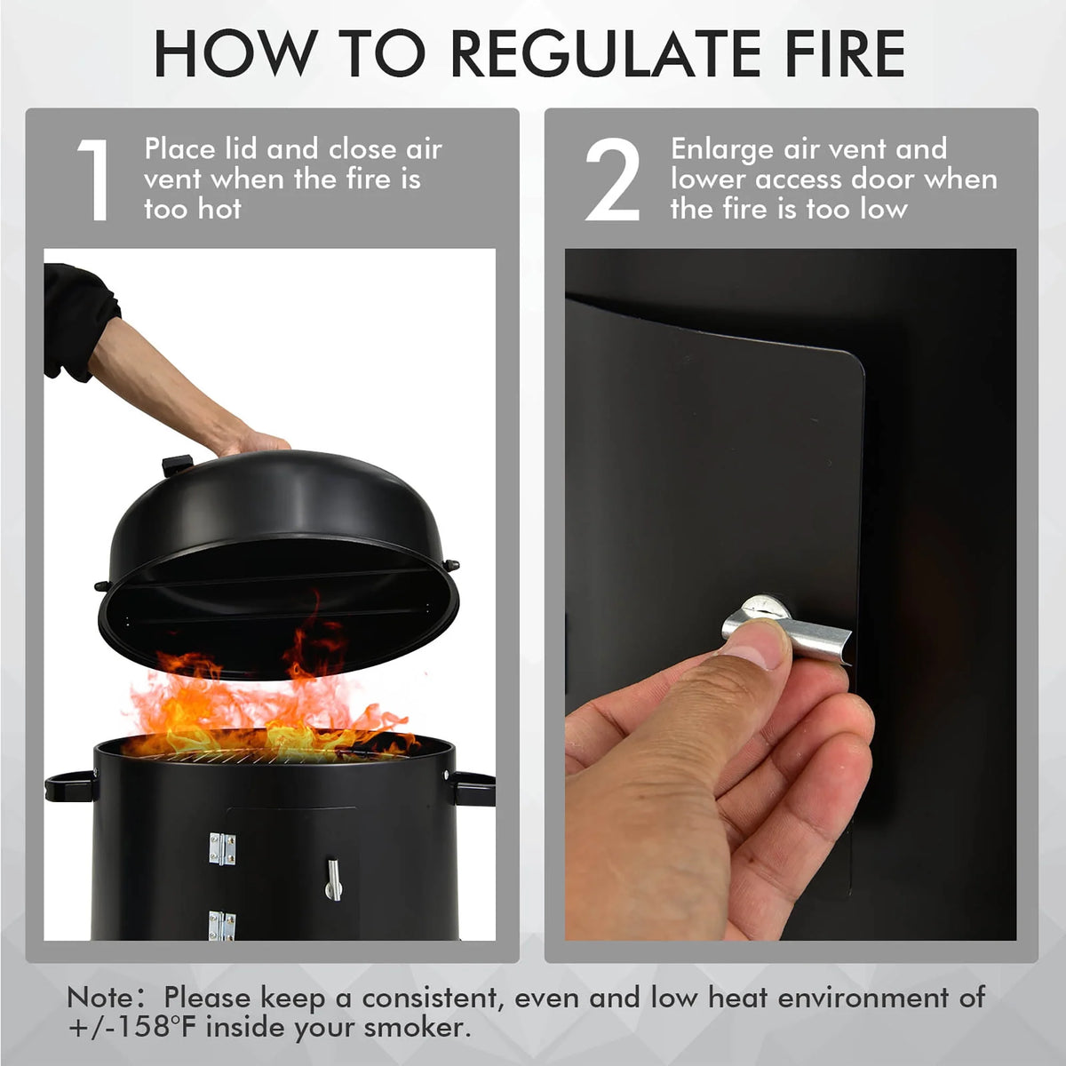 3-in-1 Vertical Charcoal Smoker Grill with 2 Layer V293057