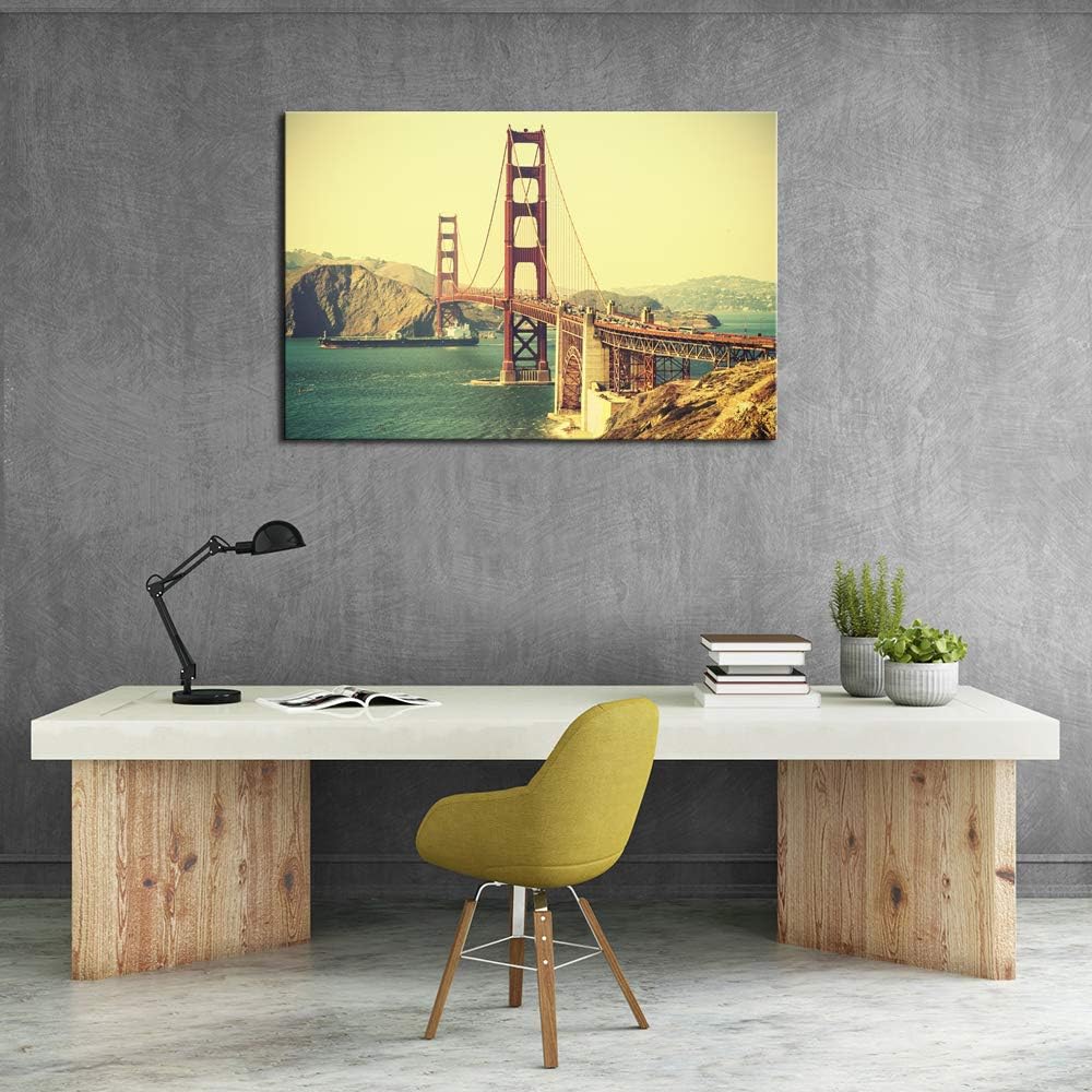 Golden Gate Bridge Canvas Wall Art Cityscape at Sunset V469216