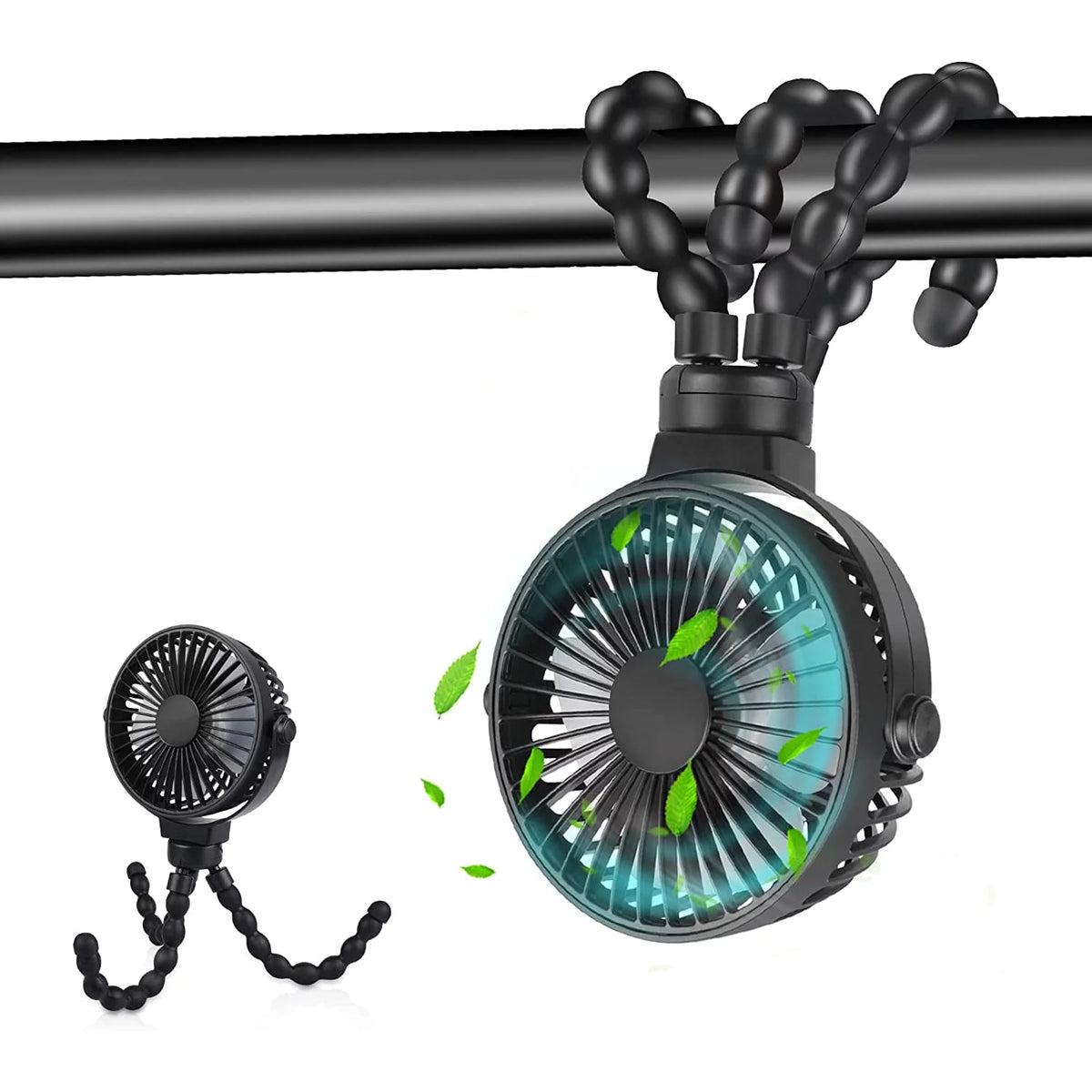 Portable Battery Operated Clip on Fan with Flexible Tripod White A8395