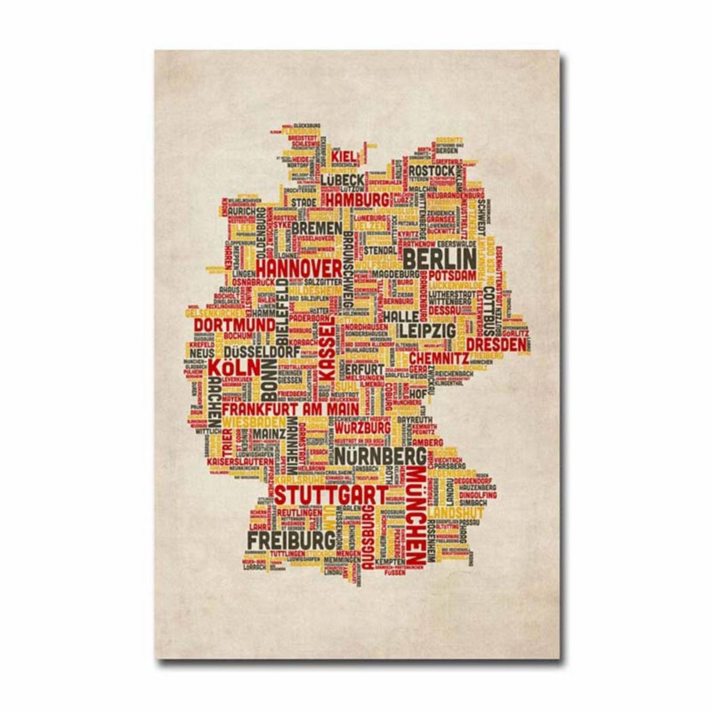 Germany Cities Text Map Canvas Art K549084