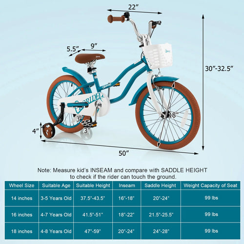 18'' Kids Bike with Training Wheel Kickstand Pink P146
