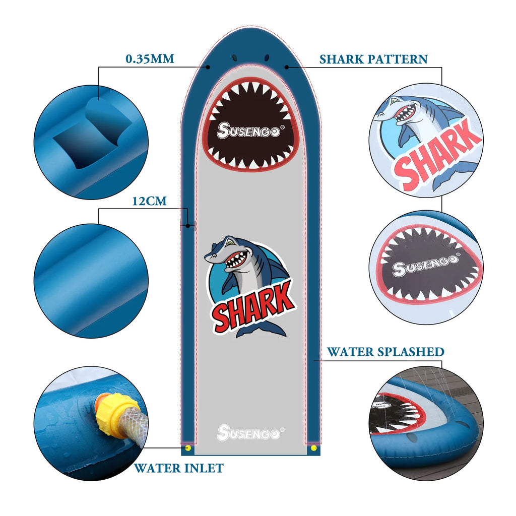 Inflatable Lawn Water Slide with 2 Bodyboards, 15.7x4.3ft X230