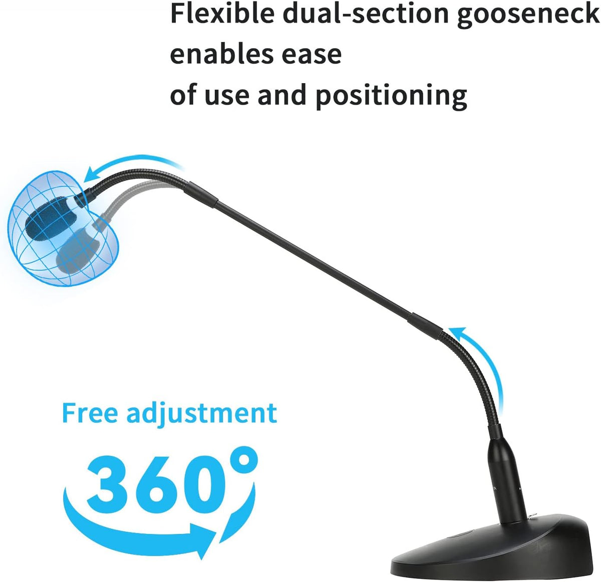 Desktop Gooseneck Condenser Microphone with Base LED Indicator W4348