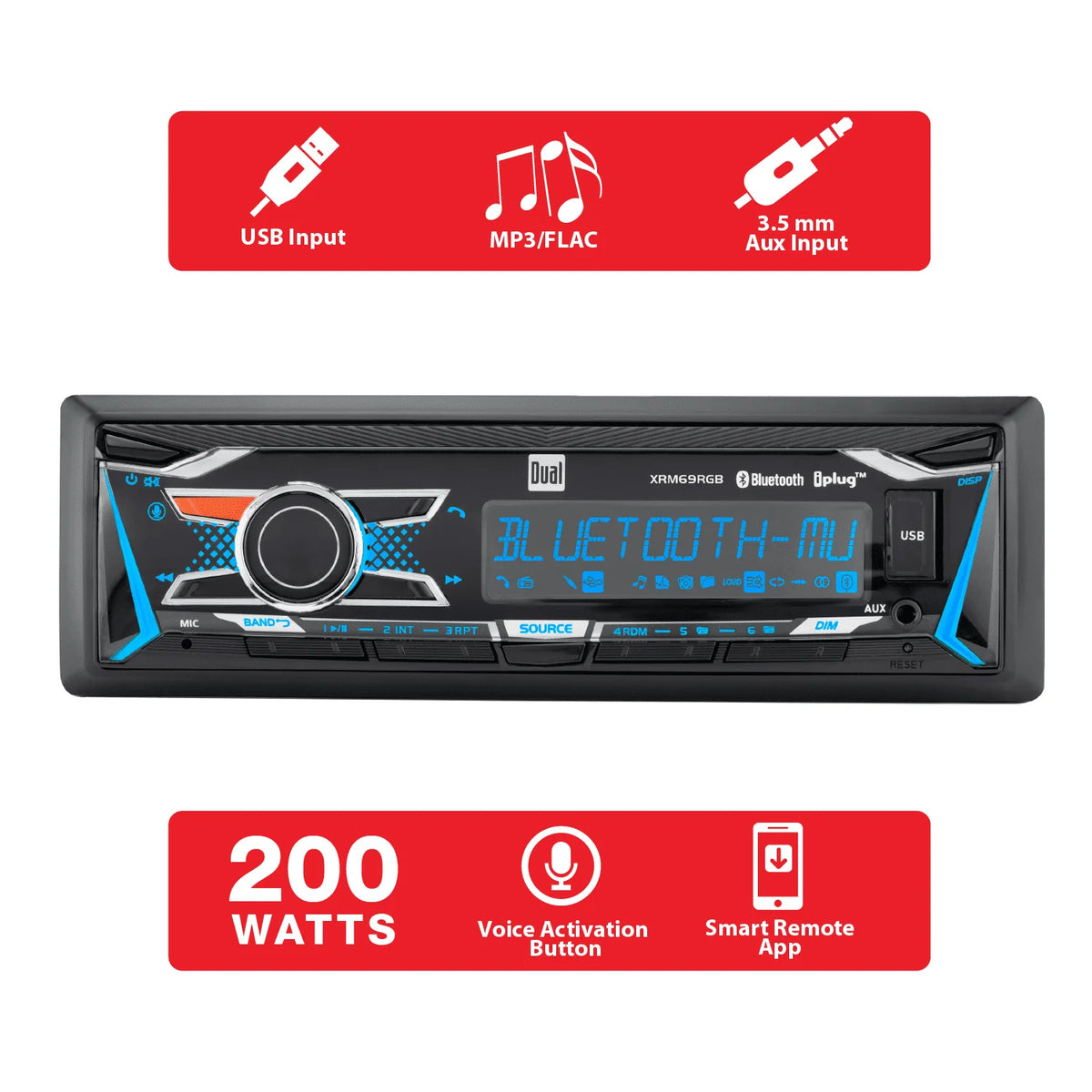 Single DIN Car Stereo Digital Media Receiver with Bluetooth C850527