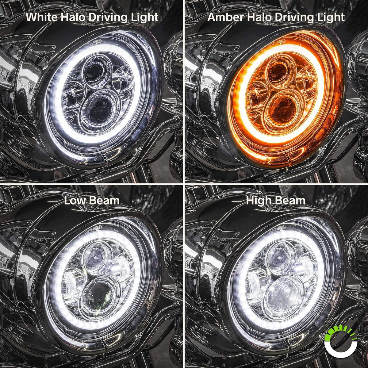 7 CREE LED Chrome Headlight with Halo DRL 4500 Lumen Pack of 2 R20112