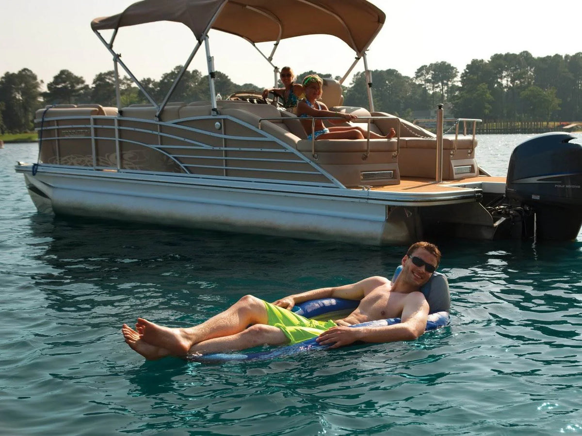 Blue Inflatable Floating Pool Lounger with Cup Holder E99241