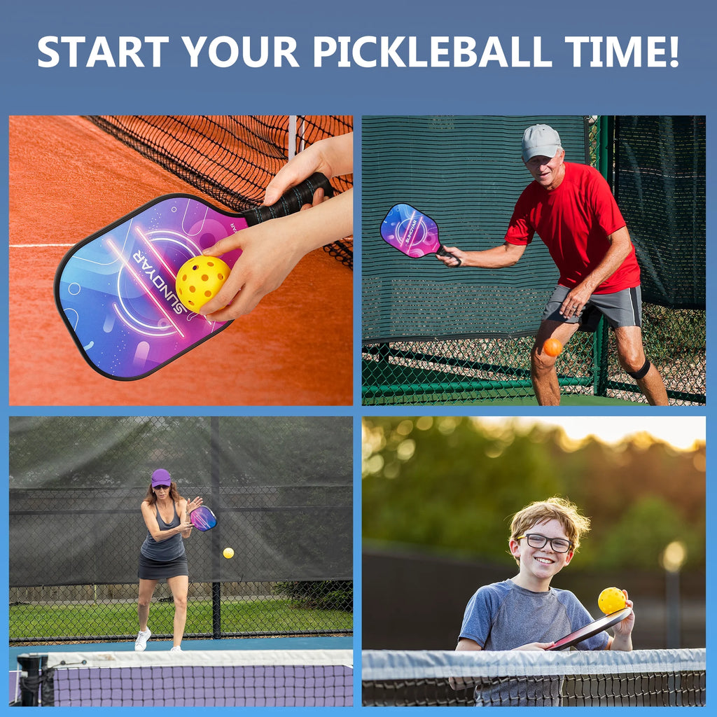 Fiberglass Pickleball Paddles Set of 2 with 4 Balls and 1 Bag C8061