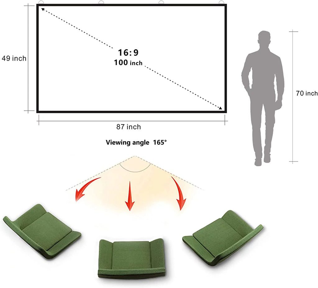Foldable Projector Screen 120 inch 16:9 HD 4K Anti-Crease V277239
