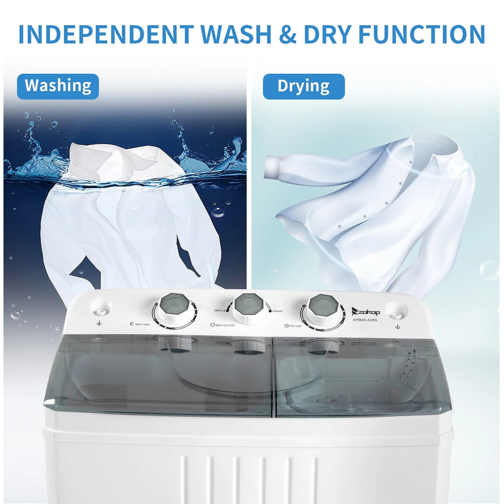20LBS Portable Compact Twin Tub Washing Machine Washer Dryer, Gray J94247
