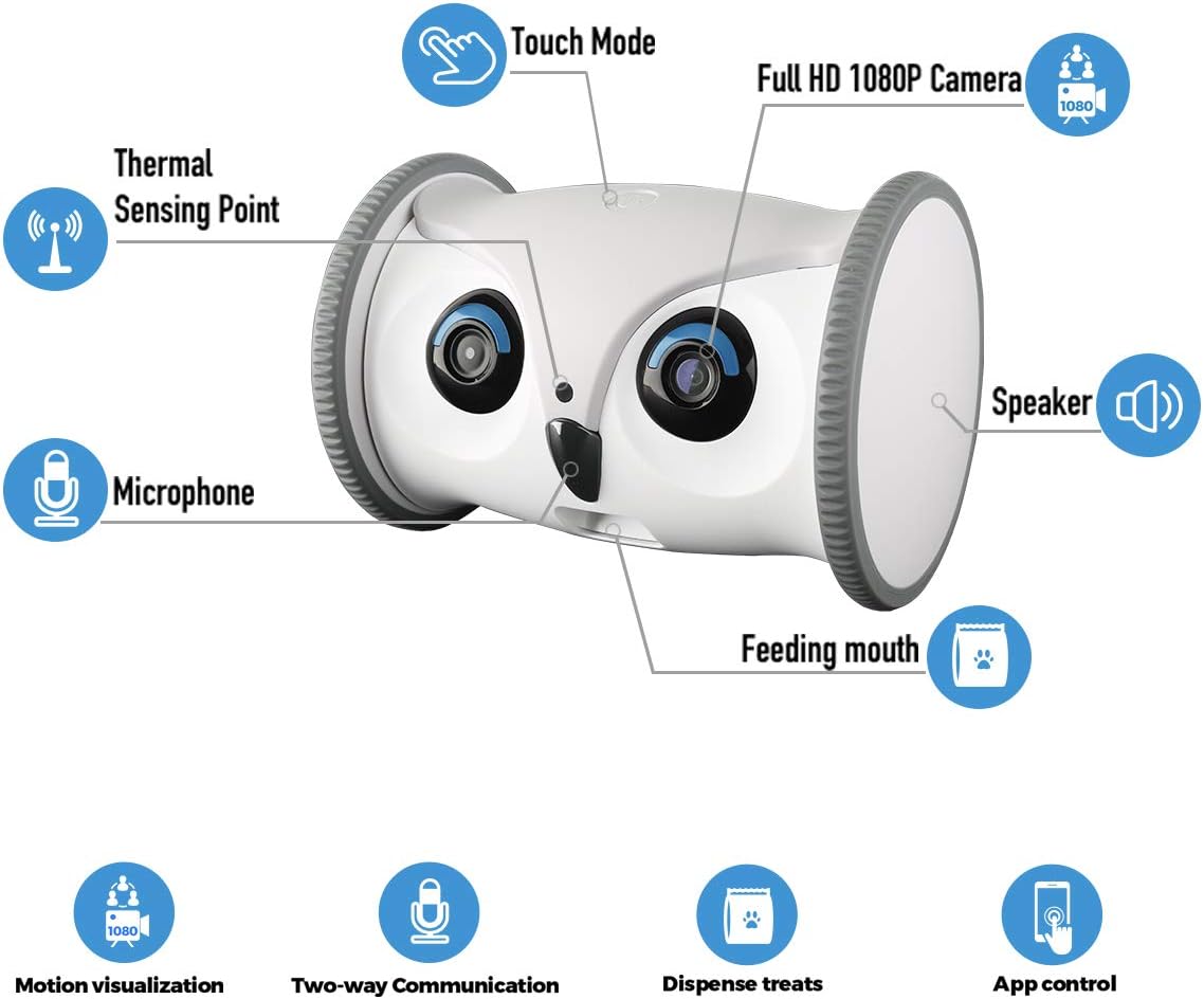 Pet Camera Treat Dispenser Interactive Toy with Remote Phone App Control 1080P FHD Y556
