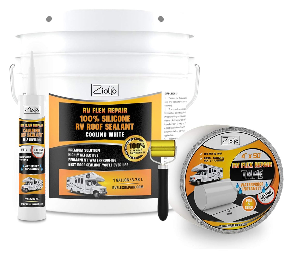 White 4-inch x 50 Foot Roll RV Flex Repair Tape Q521