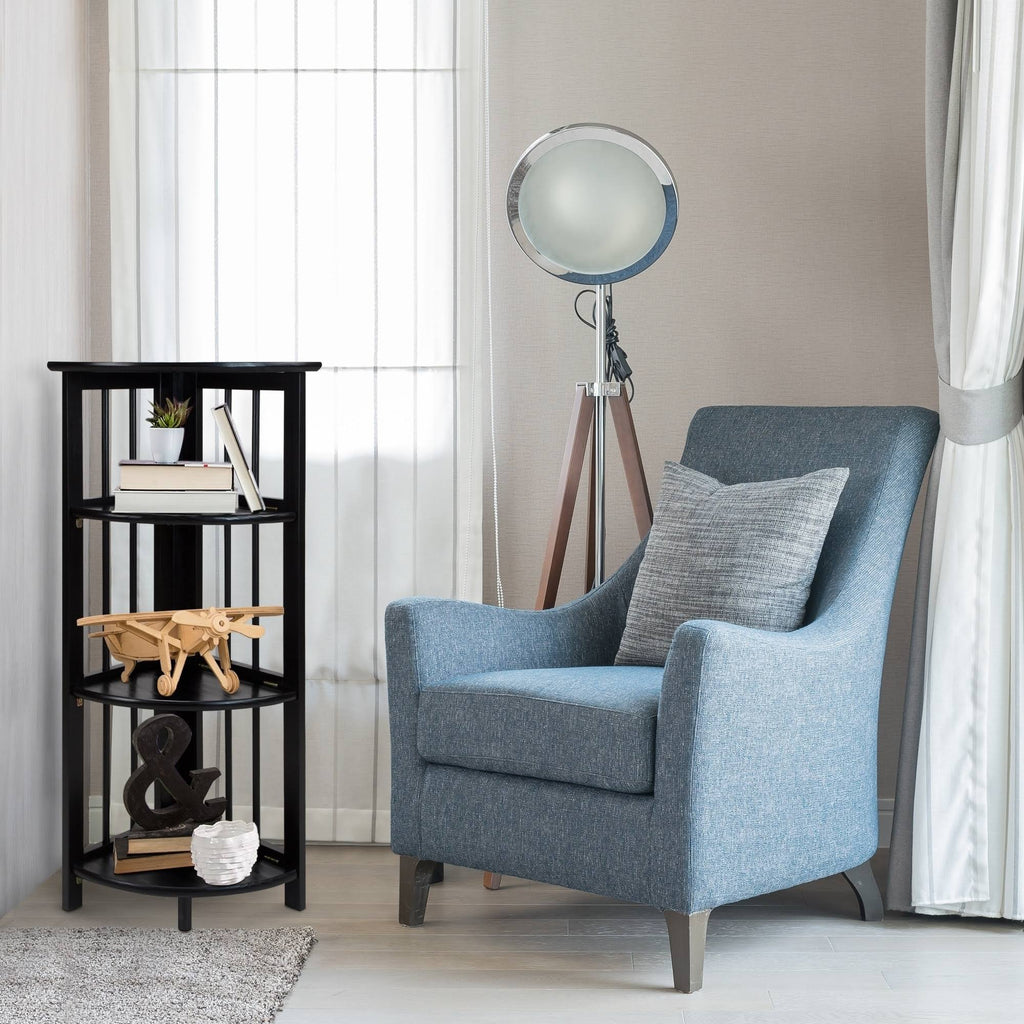 Black 4-Shelf Corner Folding Bookcase H875597