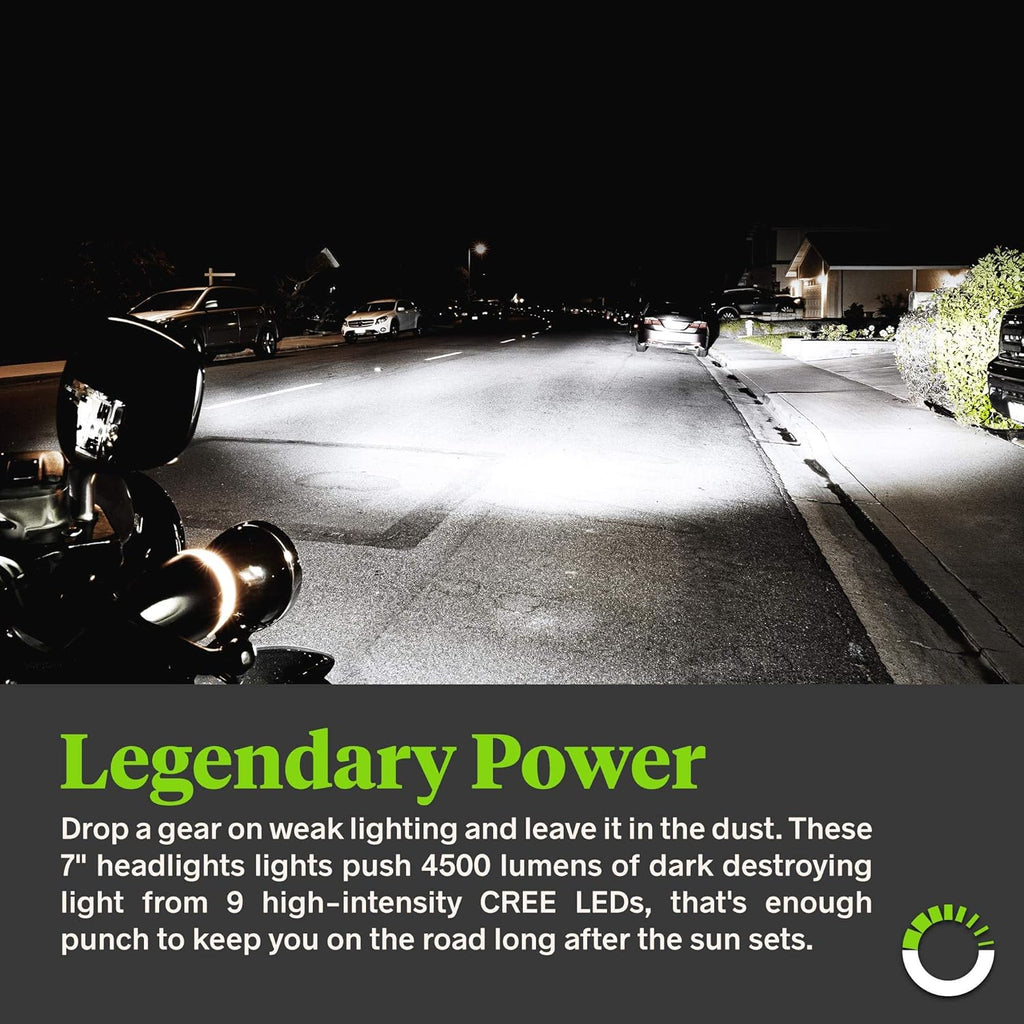 7 CREE LED Chrome Headlight with Halo DRL 4500 Lumen Pack of 2 R20112