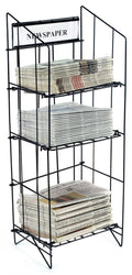 43-inch Tall Wire Newspaper Display Rack Stand with 3 Shelves, Black Z1973