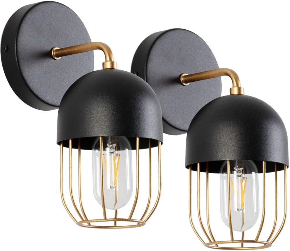 Black and Gold 3-Light Bathroom Vanity Lights C7239