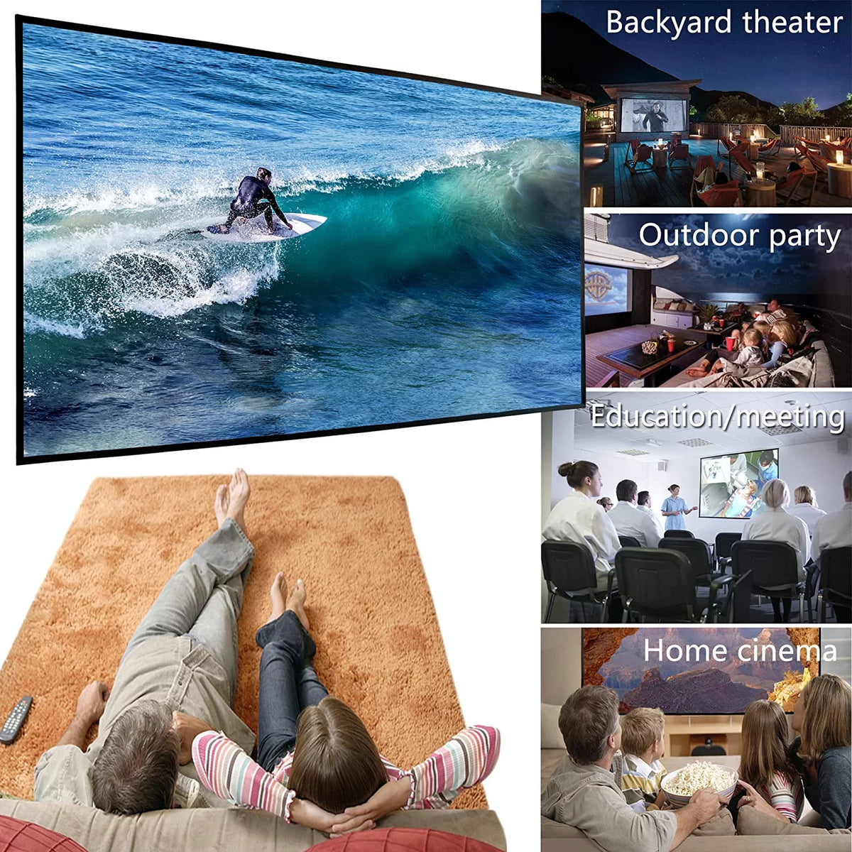 Foldable Projector Screen 120 inch 16:9 HD 4K Anti-Crease V277239