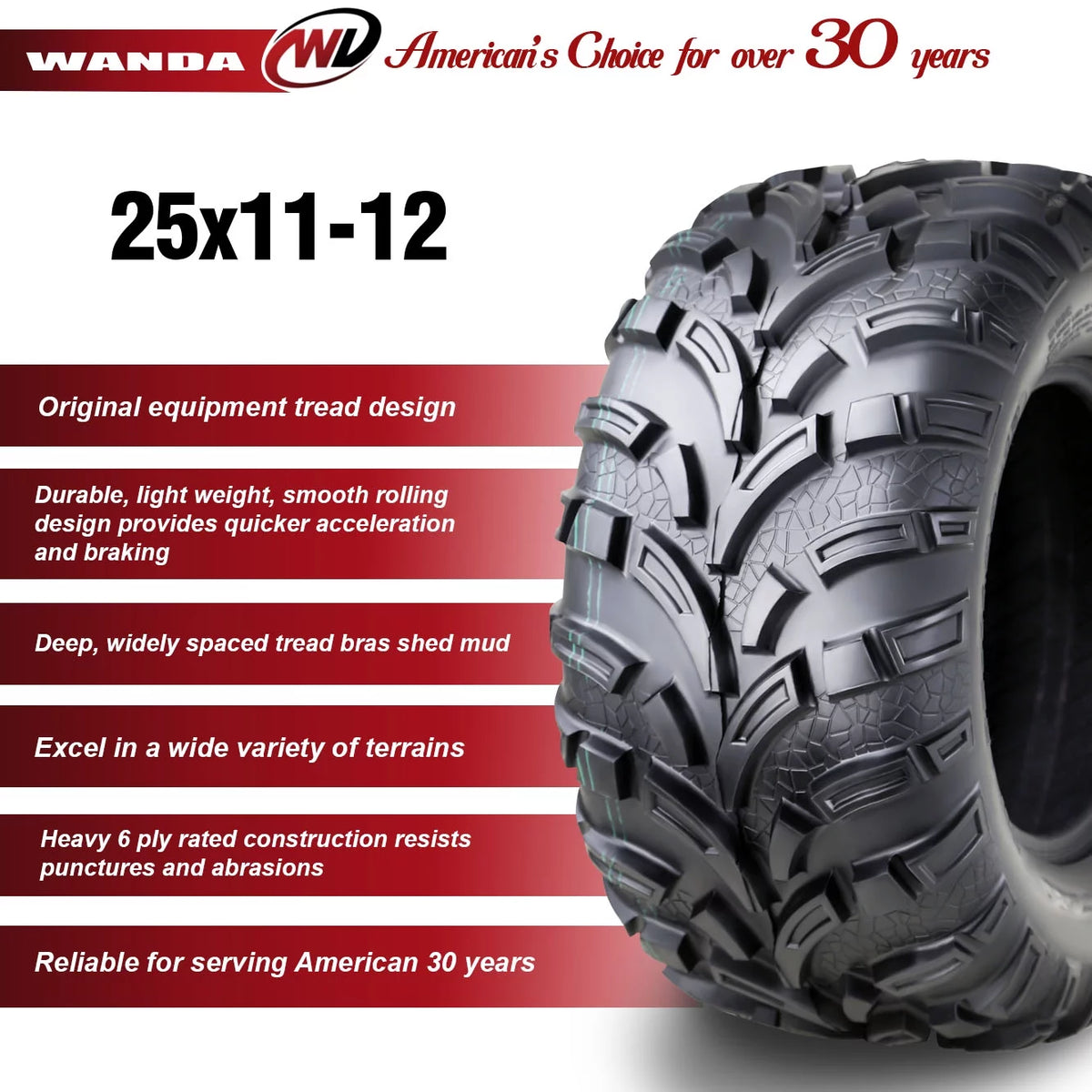 WANDA ATV Tire 25x11-12 6PR O168288