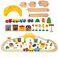 60Pcs Double-Side Wooden Train Set U520346