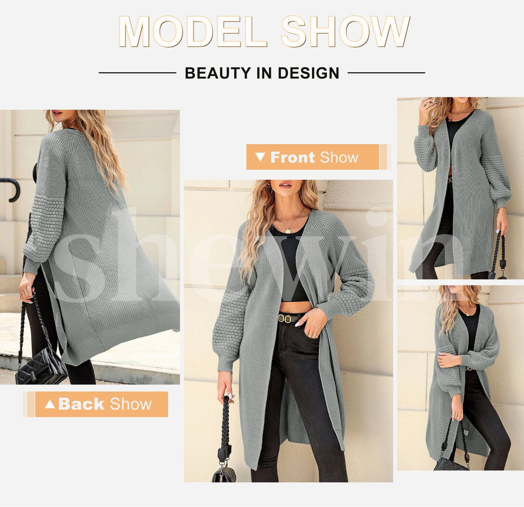 Oversized Cable Knit Cardigan E7932