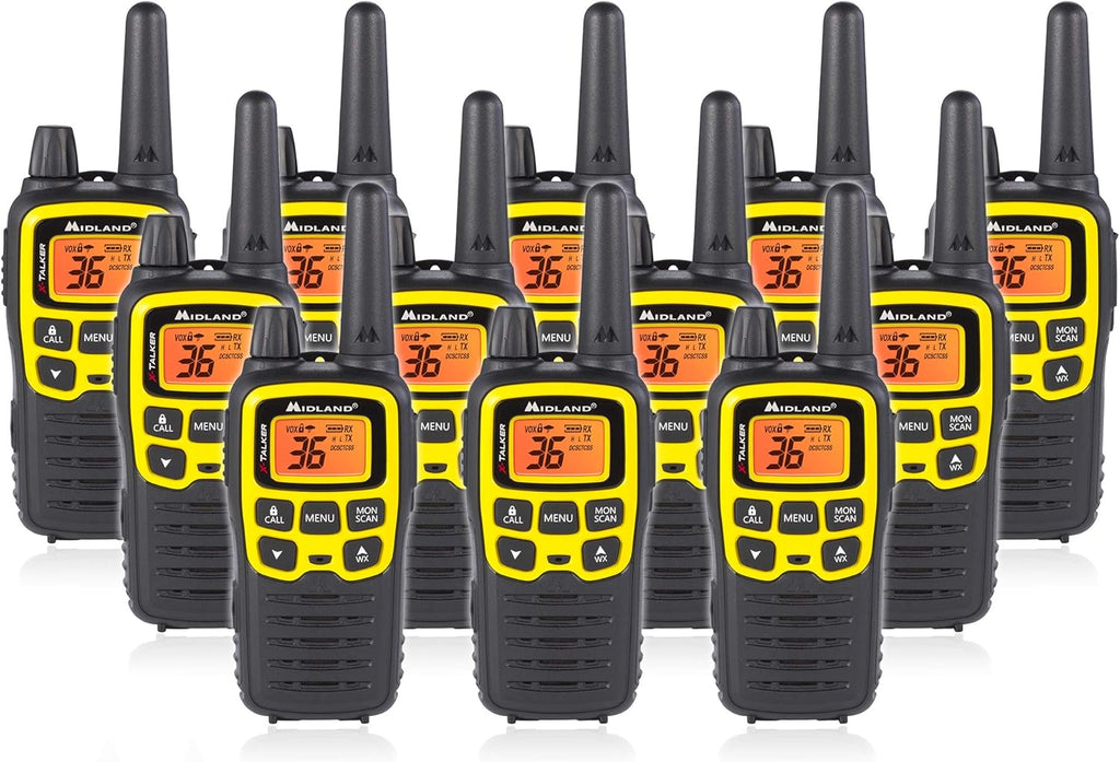 36 Channel FRS Two-Way Radio, 121 Privacy Codes, NOAA Weather Scan + Alert, Black/Yellow, 2-Pack L472