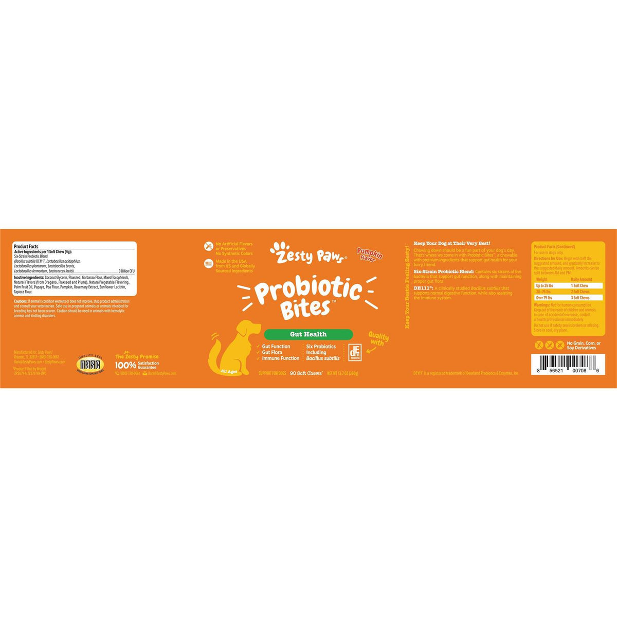Probiotic Bites Digestive Supplement for Dogs Chicken 90 Soft Chews Z114