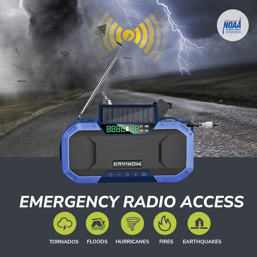 Portable Waterproof AM FM NOAA Weather Radio with Flashlight and Solar Hand Crank C21149