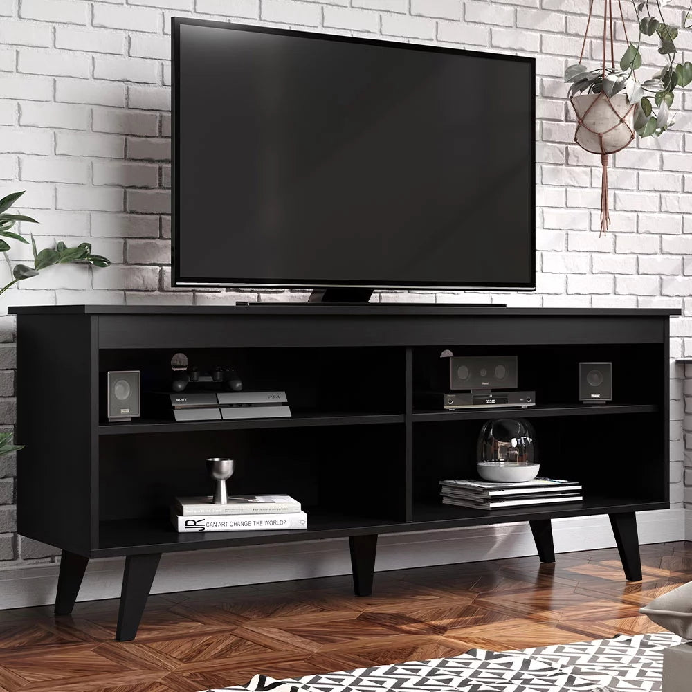 Black TV Stand with Storage Shelves H1503