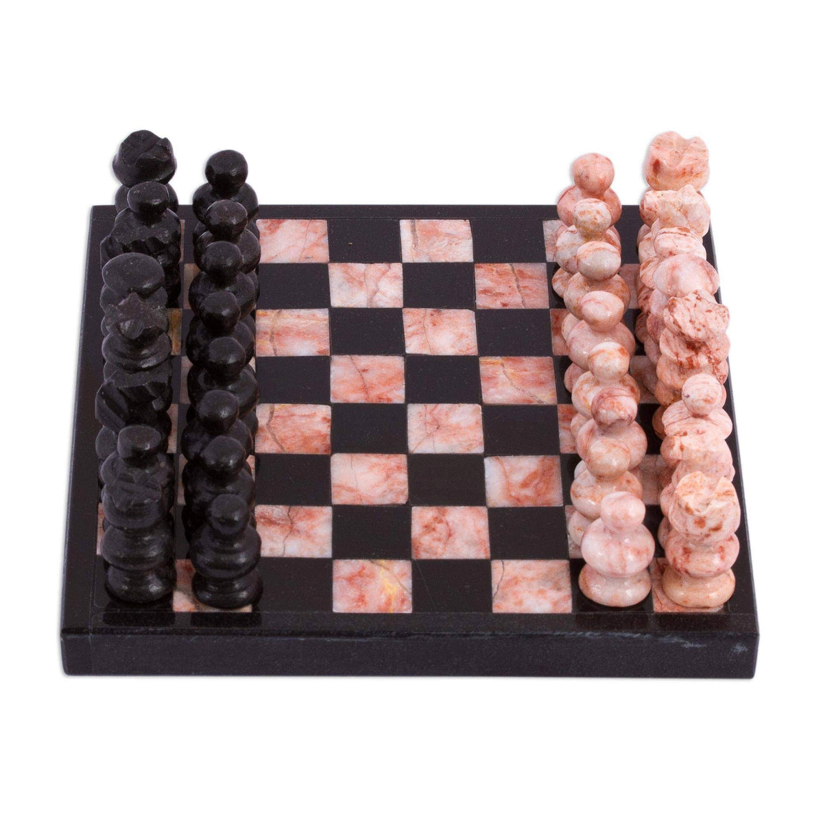 Black and Pink Marble Mini Chess Set H823