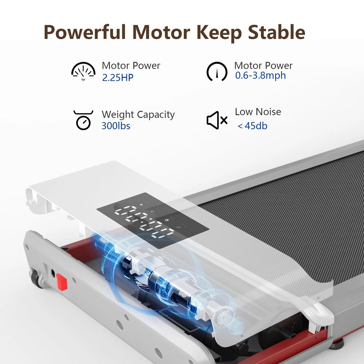 300lb 2.5HP Under Desk Treadmill with LED Display K839