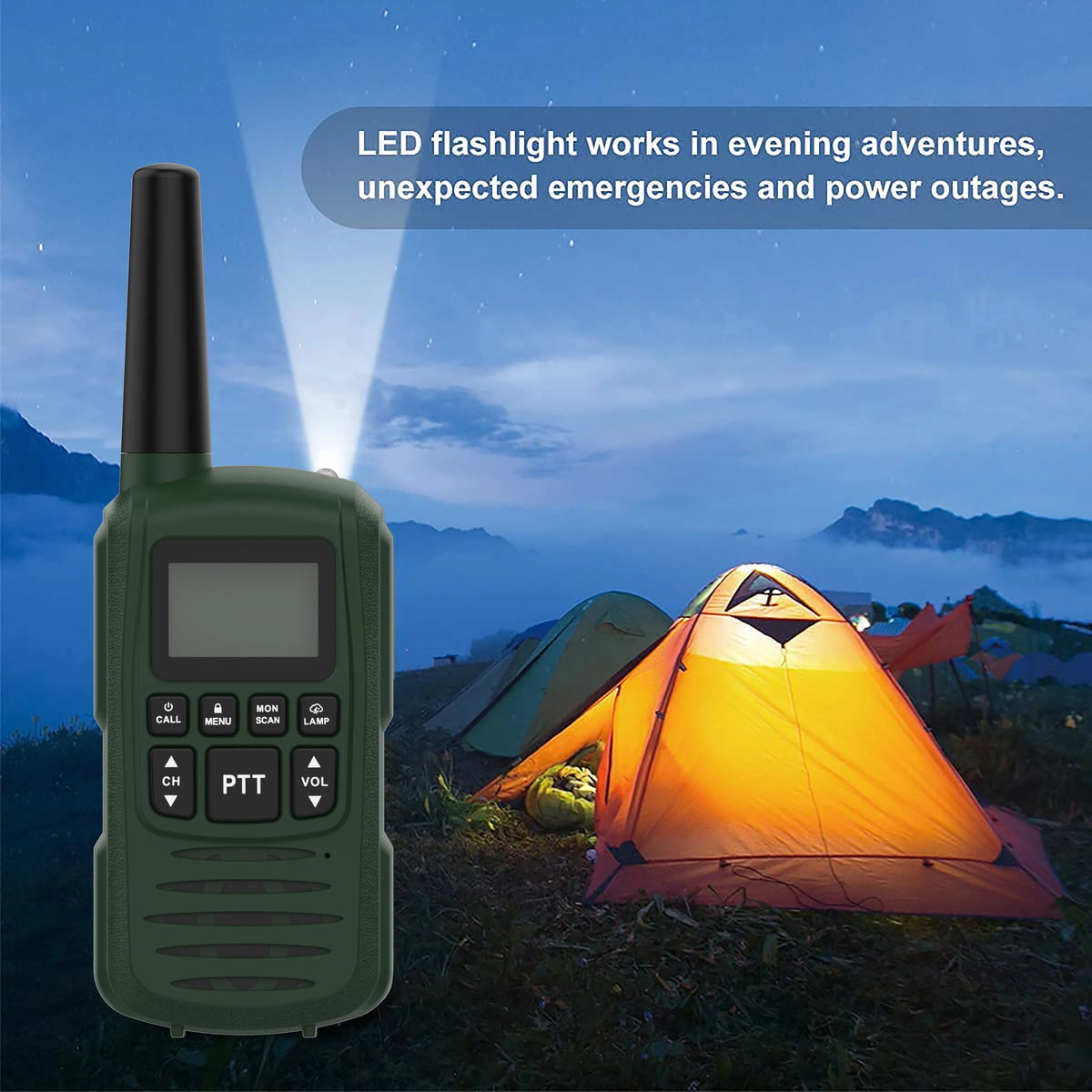 Green 22 Channel 2 Pack Walkie Talkie Q83933