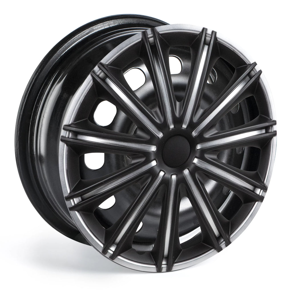 Silver & Black Set of 4 Wheel Covers Z580