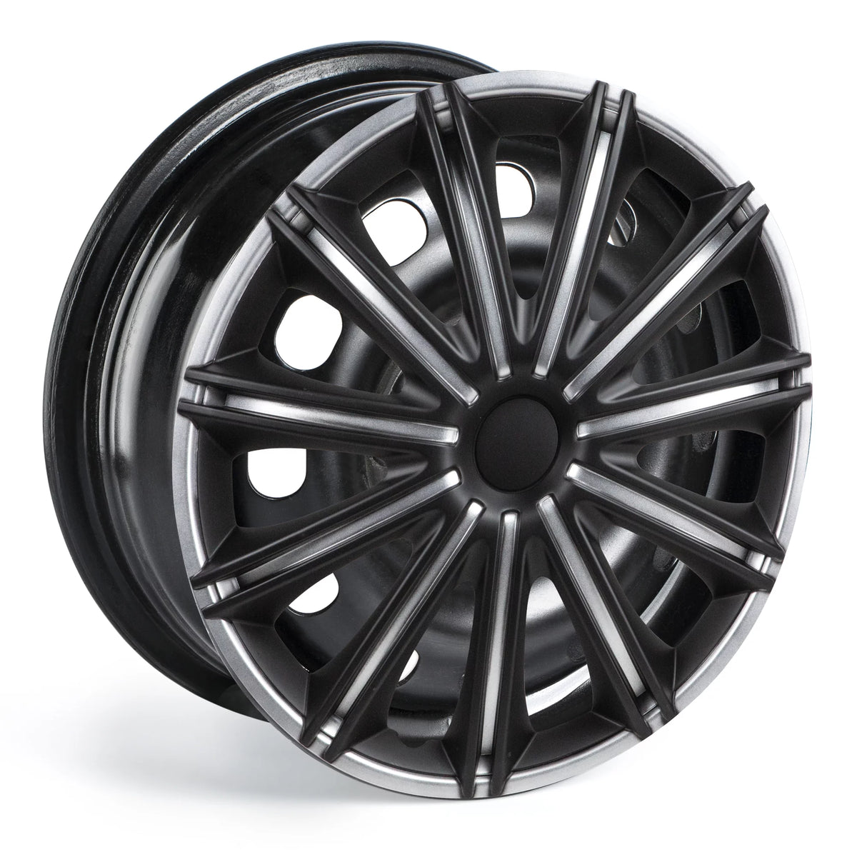 Silver & Black Set of 4 Wheel Covers Z580