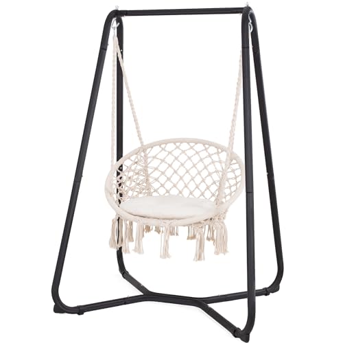 Hammock Chair with Stand, 330 lbs Capacity, Grey U9195
