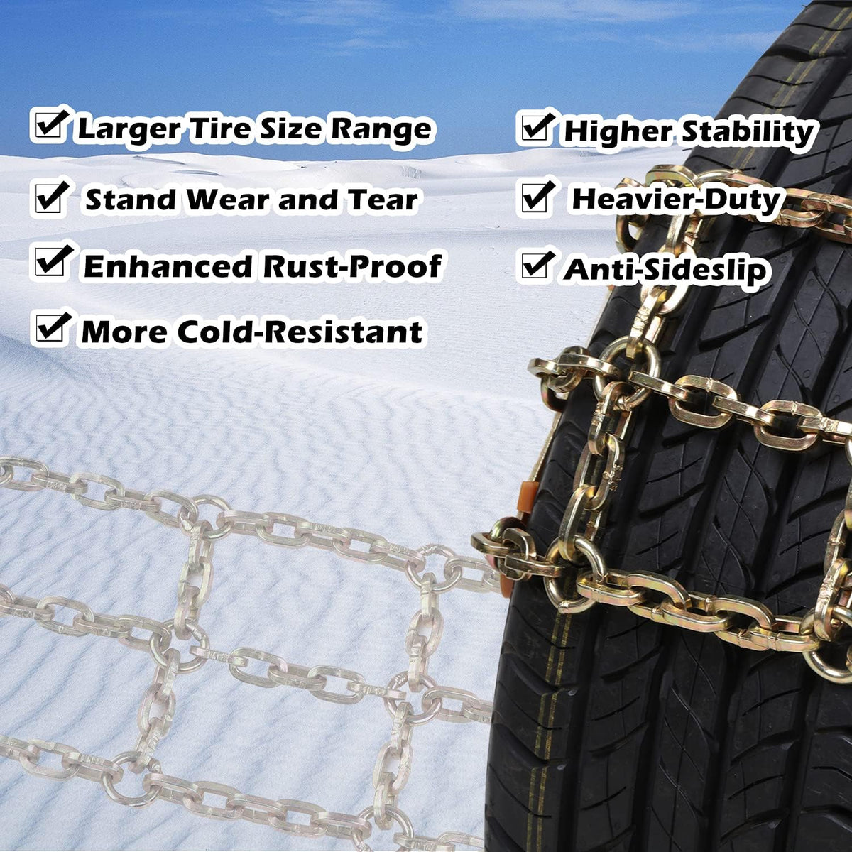Upgraded Tire Chains, Adjustable Heavy Duty 6 Packs N824764