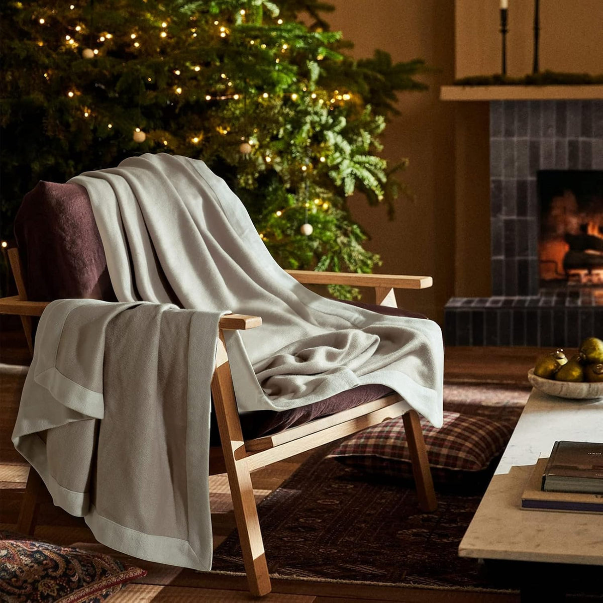 Light Grey 2 Tone Reversible Faux Cashmere Throw Blanket 60”x80” M400