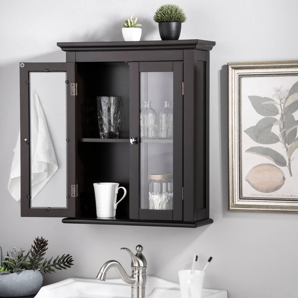 Wooden Wall Storage Cabinet with Double Doors I395409